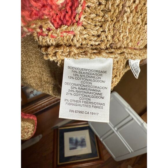 Sigrid Olsen Sport Hand Knit Floral Cardigan Silk Embroidery Boho Artsy Sweater - Picture 5 of 9